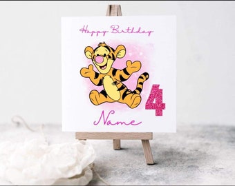 Tigger inspired Personalised Birthday card with any name and age