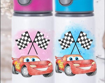 Lightening McQueen cars Personalised water bottle blue or pink