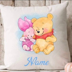 Piglet & Winnie the Pooh inspired personalised cushion with any name