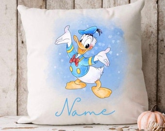 Cojín personalizado inspirado en el pato Donald con cualquier nombre