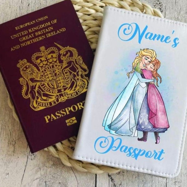 Frozen Elsa & Anna inspired Personalised Passport cover with any name