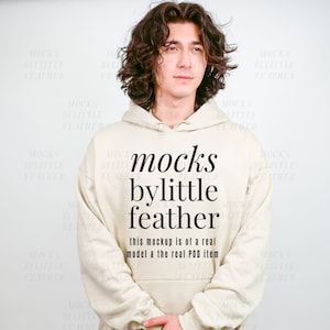 Sand Gildan 18500 Mockup | G185 Hoodie Sweater Mock Up of Man | G18500 Male Model Sweatshirt Mock-Up | Real Guy Model | Trendy Simple