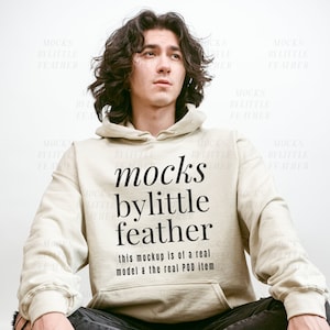 Sand Gildan 18500 Mockup | G185 Hoodie Sweater Mock Up of Man | G18500 Male Model Sweatshirt Mock-Up | Real Guy Model | Trendy Simple