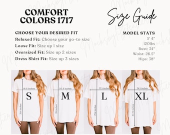 Comfort Colors 1717 Size Guide, 1717 Sizing Guide, C1717 POD Size Comparison Chart, Comfort Colors Oversized Size Chart, Unisex Sizing Chart