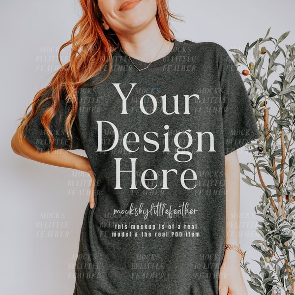 Gildan 5000 Mockup Dark Heather, Gildan Shirt Mockup Dark Heather, Gray Gildan Mockup, 5000 Gildan Tshirt Mockup, 5000 Dark Heather Mockup