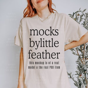 Natural Gildan 5000 T-shirt Mockup | G5000 Shirt Mock-Up | G500 Tee | Real Human Model Mock Up | Trendy Simple Oversized Lifestyle Aesthetic