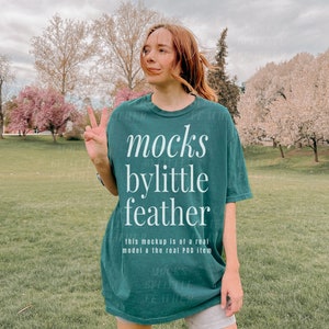 Outdoor Comfort Colors C1717 Blue Spruce Tshirt Mock Comfort Colors 1717 Blue Spruce Mock Oversized Shirt C1717 Mock Blue Spruce Trendy Mock