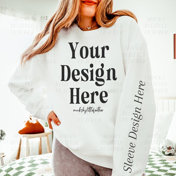 Comfort Colors 1466 White Mockup, 1466 Sleeve Mockup, Comfort Colors Sweatshirt Mockup, Lightweight Crewneck Mockup, 1466 Size Chart