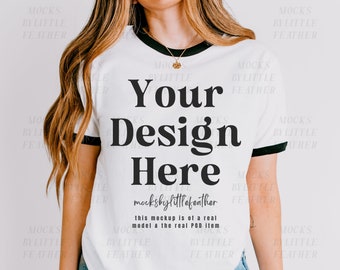 Next Level 3604 White/Black Mockup, White Black Tshirt Mockup, Cute 3604 Mockup White and Black, White 3604 Shirt Mockup, Next Level Mockup