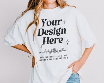 1717 White Mockup, Comfort Colors C1717 White Mockup, Real Model Tshirt Mockup, Cute Shirt Mockup, Trendy Oversized T Shirt Mockup