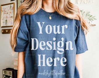 Comfort Colors 1717 Midnight Mockup, Oversized Tshirt Mockup, Trendy Cute C1717 Shirt Mockup, Simple Real Model Mock, Size Chart, Size Guide