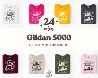 Maqueta de camiseta doblada Gildan 5000 / Maqueta de camiseta plana G500 / Estética minimalista de estudio