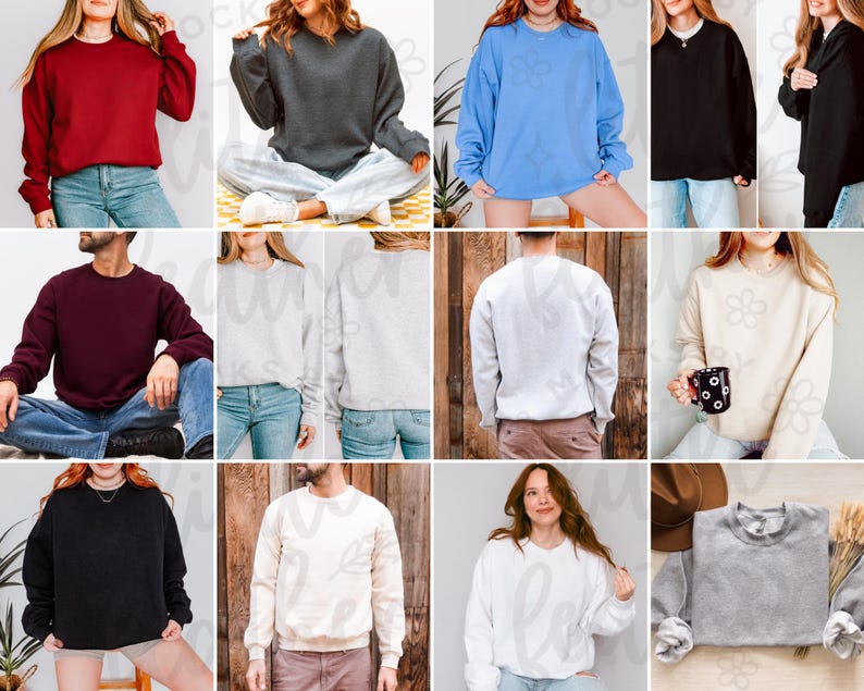 Gildan 18000 Mockup Bundle, Gildan Mockup, Gildan Crewneck Bundle, Sweatshirt Mockup, Gildan Model Mockup, Gildan Mega Bundle, Trendy Mockup image 7