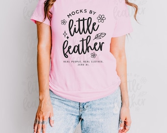 Bella Canvas 3001 Pink Mockup, Trendy Tshirt Mock-up, Cute Simple Real Model, Summer Fall Aesthetic, Fitted BC3001 T-shirt, POD Tee Mock Up