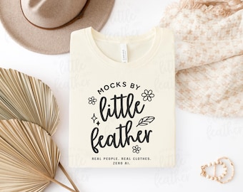 Bella Canvas 3001 Flat Lay Mockup (Color: Natural) | BC3001 Folded T-Shirt Mockup | Simple Boho Aesthetic