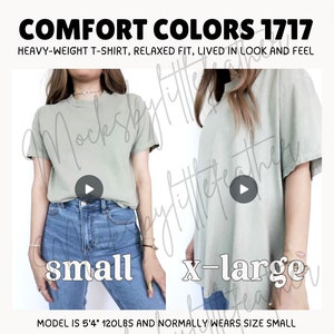 ビデオ：コンフォートカラーズ1717サイズガイド、Tシャツサイズガイド、C1717 PODサイズ比較表、トレンドのオーバーサイズサイズ表、ユニセックスTシャツ