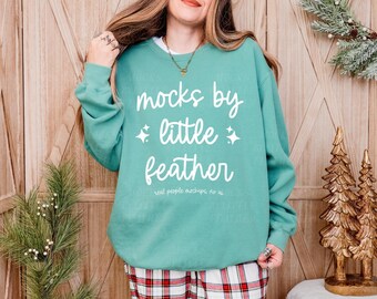 Seafoam Comfort Colors 1566 Sweatshirt Mockup | C1566 Christmas Sweater Mock Up | Real Model Mock-Up | Trendy Oversized Holiday Crewneck