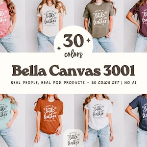 Bella Canvas 3001 T-shirt Mockup Bundel | Shirtmodel BC3001 | Getailleerd T-shirt mock-up | Echt menselijk model | Eenvoudige trendy esthetiek