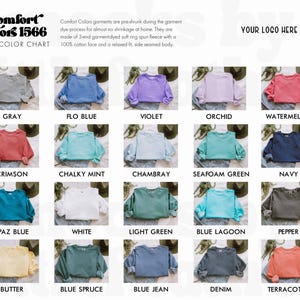Carta de colores Comfort Colors 1566, recursos de impresión bajo demanda y sublimación, carta de colores para sudaderas unisex, carta de colores de Printify Swiftpod