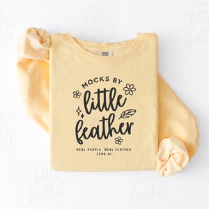 Comfort Colors 1466 Butter Crewneck Sweatshirt Mockup | Simple Minimal Folded Flat Lay
