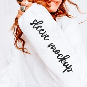 Gildan 18000 White Mockup, White Sleeve Mockup, Gildan Mockup White, 18000 White Sweater Mockup, POD Sleeve Design, White Sweatshirt Mockup