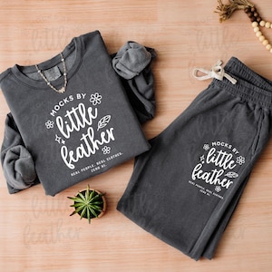 Pepper Comfort Colors 1469 + 1466 Top Bottom Set Mockup | Grey C1469 Sweatpants Mock-Up | CC Pants Mock Up | Crewneck and Sweats Pair Mock