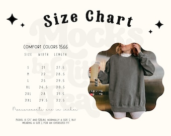 Comfort Colors 1566 Size Chart Mockup – Trendy Apparel Mock (Digital Download)
