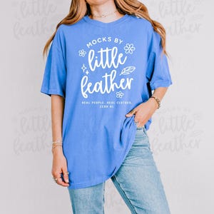 Comfort Colors 1717 Flo Blue Mockup, Real Model Mock, Trendy Oversized Tshirt, Cute Simple Shirt, Aesthetic Blue T-shirt, Free Size Chart
