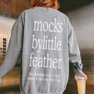 Grey Comfort Colors 1566 Mockup, Urban City Model Mock-up, Aesthetic Oversized Sweatshirt Mock Up, C1566 Trendy POD Sweater Mock