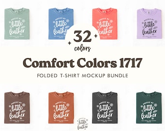 Comfort Colors 1717 T-shirt Mockup Bundle | C1717 Folded Flat Lay - 32 Popular Colors | Simple Studio Aesthetic