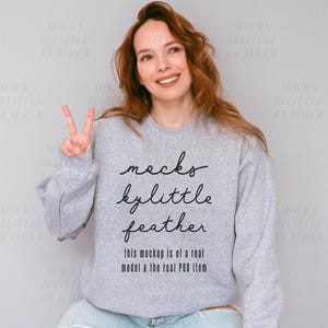 Gildan 18000 Mockup | Sport Grey Sweater | Real Model G180 Crewneck Mock | G18000 Sweatshirt Mock-up for POD | Cozy Simple Styled Fitted