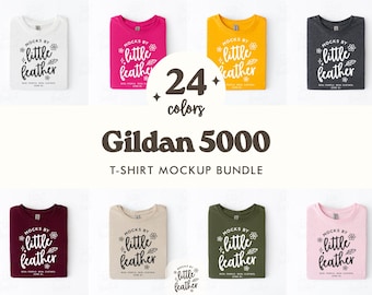 Pacchetto di mockup di magliette piegate Gildan 5000 / G500 Flat Lay Shirt Mock-Up / Minimal Styled Studio Aesthetic
