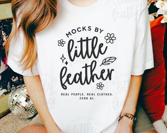 Bella Canvas 3001 White Mockup, Trendy Bookish T-shirt Mock-up, Cute Real Model Mock, Aesthetic Fitted BC3001 Shirt, Lifestyle Mock for POD