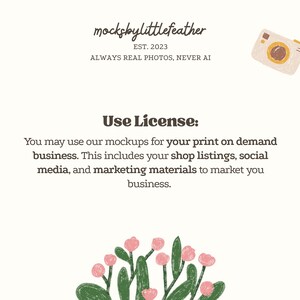 text and a small illustration of a camera, along with a floral design.