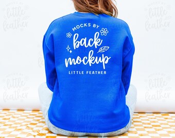 Royal Gildan 18000 Mockup | G180 Back Mockup Aesthetic | Crewneck Sweater Apparel Mockup | Real Model & Real POD Product | Digital Download