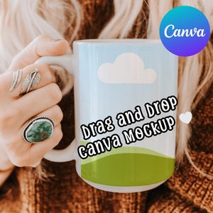 15 Unzen Keramikbecher Mockup | Drag and Drop Canva Vorlage (Digitaler Download)