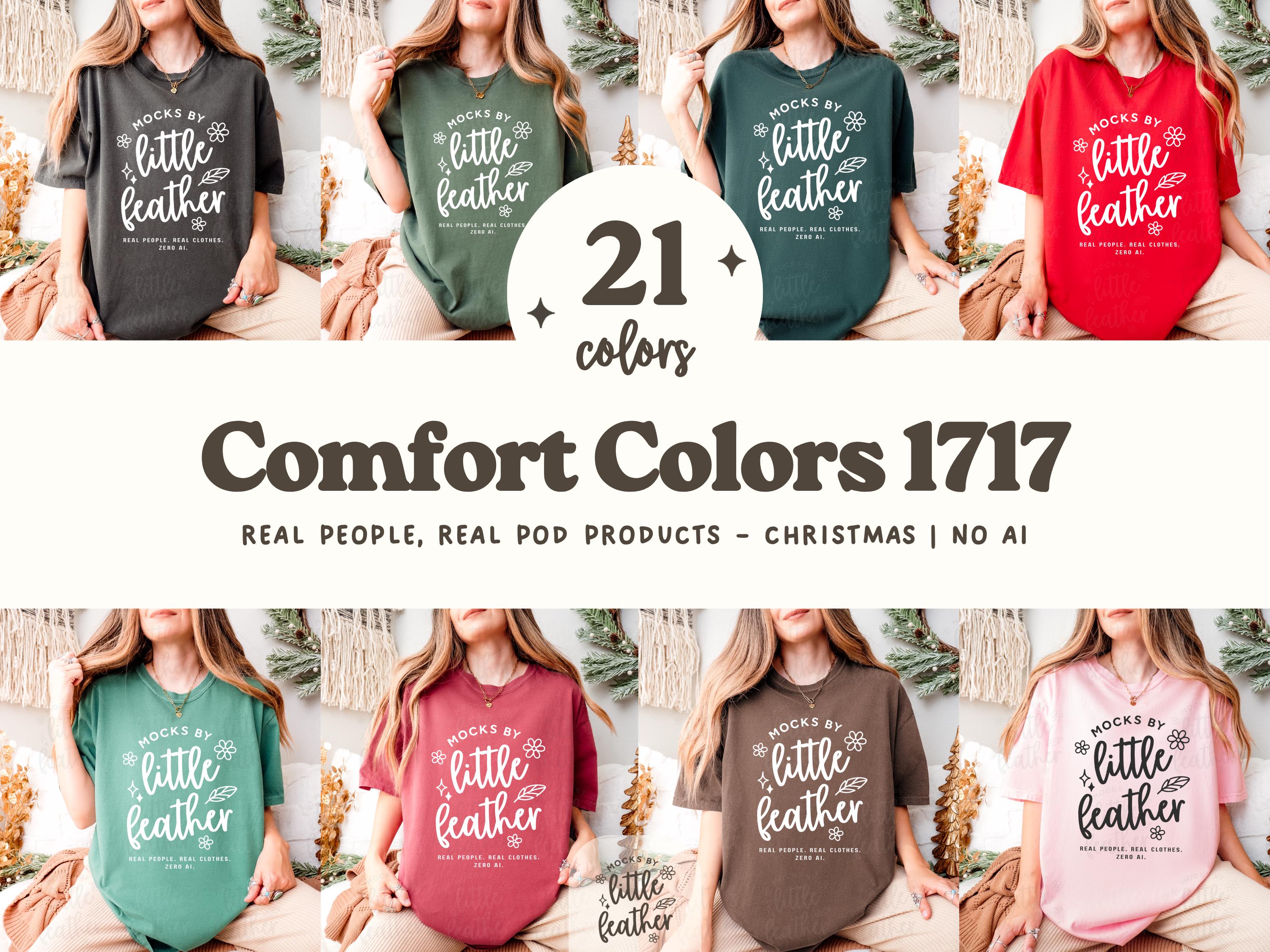 Comfort Colors 1717 T-shirt Mockup Bundle | Christmas Holiday Theme - 21 Colors - Real Model, No Ai | Digital Download (Bonus Size Chart)
