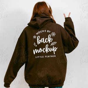 Gildan 18500 Dark Chocolate Hoodie Mockup Back of Hoodie Gildan 18500 Dark Chocolate Sweater Model Mock Dark Chocolate Oversize Hoodie Mock