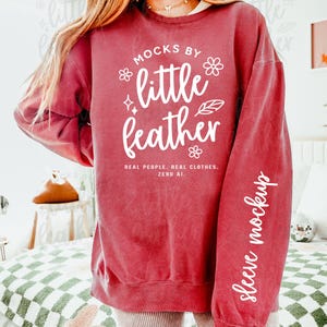 Comfort Colors 1466 Crimson Mockup, 1466 Sleeve Mockup, Comfort Colors Sweatshirt Mockup, Lightweight Crewneck Mockup, 1466 Size Chart