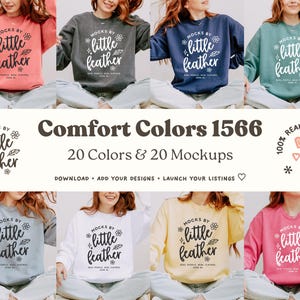 Comfort Colors 1566 Sweatshirt Mockup Bundle | C1566 Crewneck Sweater Mockups | Real CC 1566 Lifestyle Model Mock-Ups | All 20 POD Colors | MocksByLittleFeather