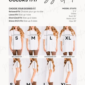 Guía de tallas Comfort Colors 1717, Guía de tallas 1717, Tabla comparativa de tallas C1717 POD, Tabla de tallas extragrandes Comfort Colors, Tabla de tallas unisex