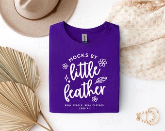 Gildan 5000 Purple Tshirt Mockup | G5000 Shirt Flatlay Mock-Up | Trendy Neutral Boho Folded Flat Lay