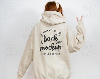 Gildan 18500 Sand Hoodie Mockup with Model (Digital Download)