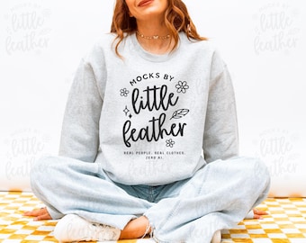 Ash Gildan 18000 Crewneck Sweatshirt Mockup | Grey G180 Sweater Mock-Up with Real Model | Cozy Natural Simple G18000 Mock | Real POD Product