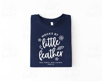 Bella Canvas 3001 Flat Lay Mockup (Color: Navy) | BC3001 Folded T-Shirt Mockup | Real Product, No Ai