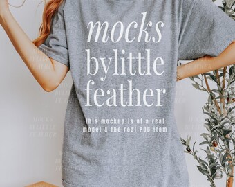 Sport Grey Gildan 5000 T-shirt Mockup | G5000 Shirt Mock-Up | G500 Tee | Real Model Mock Up | Trendy Simple Oversized Lifestyle Aesthetic