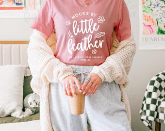 Bella Canvas 3001 Mauve Mockup, Trendy T-shirt Mock-up, Cute Real Model Mock, Aesthetic Fitted Pink BC3001 Shirt, Lifestyle Mock for POD