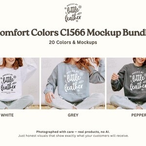 Comfort Colors 1566 Tröja Mockup Bundle | C1566 Rundkragetröja Mockups | Riktiga CC 1566 Livsstilsmodell Mockups | Alla 20 POD-färger bild 2