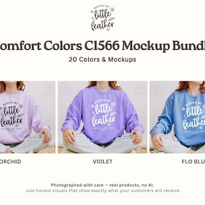 Comfort Colors 1566 Tröja Mockup Bundle | C1566 Rundkragetröja Mockups | Riktiga CC 1566 Livsstilsmodell Mockups | Alla 20 POD-färger bild 6