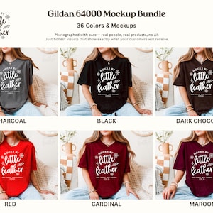 Gildan 64000 T Shirt Mockup Bundle | G64000 T-shirt Mock-Up | G640 Tee Mock Up | Real Human Model | Trendy Warm Cozy Boho Minimal Aesthetic image 3